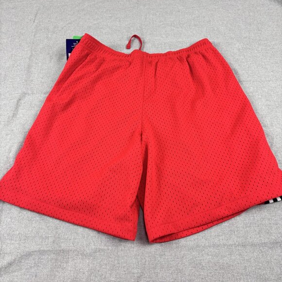 Champion Red Mesh Athletic Shorts  Black & White Stripes Mens L 100% Polyester - Picture 4 of 14